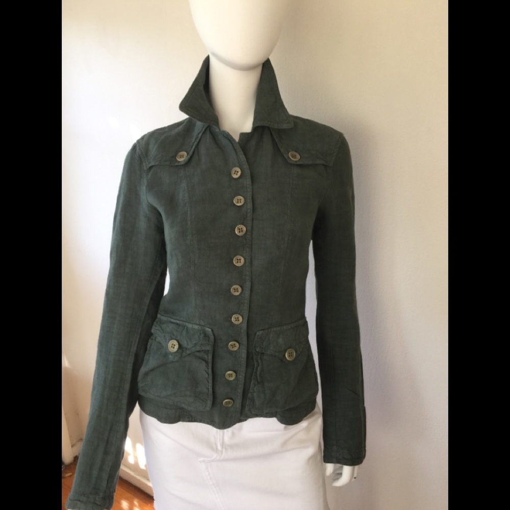 Transit Par-Such linen pine green blazer/shirt